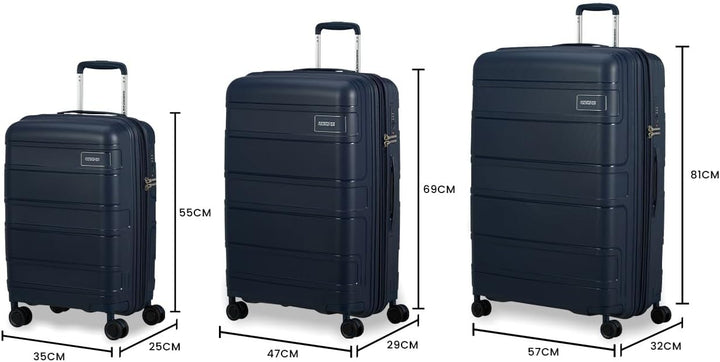 American Tourister Skymax - Kofferset 3-teilig, Blau (Midnight Blue) Blue (Midnight Blue), Blue (Mid
