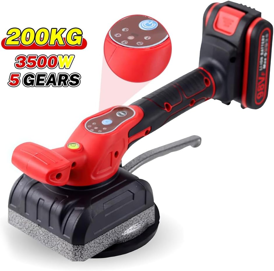 Fliesen, Saugnapf, 21 V, Fliesenmaschine, anpassbar, 60 kg (2 Batterie) | Vibrationsgerät, kabellos,