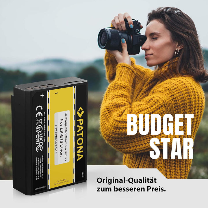 PATONA 2X Akku Ersatz für Canon LP-E10 LPE10 Battery Pack 860mAh 7.4V | Ersatzakku für EOS 1100D 120