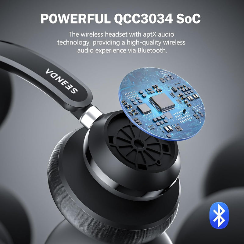seenda Kabelloses Headset mit Mikrofon Bluetooth 5.3 Headset mit AI Geräuschunterdrückung mit Blueto