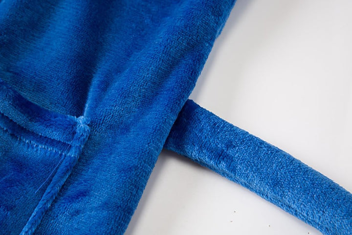 Bademantel für Mädchen, einfarbig, mit Kapuze, Flanell-Fleece-Bademantel für Jungen Königsblau 7-9 J