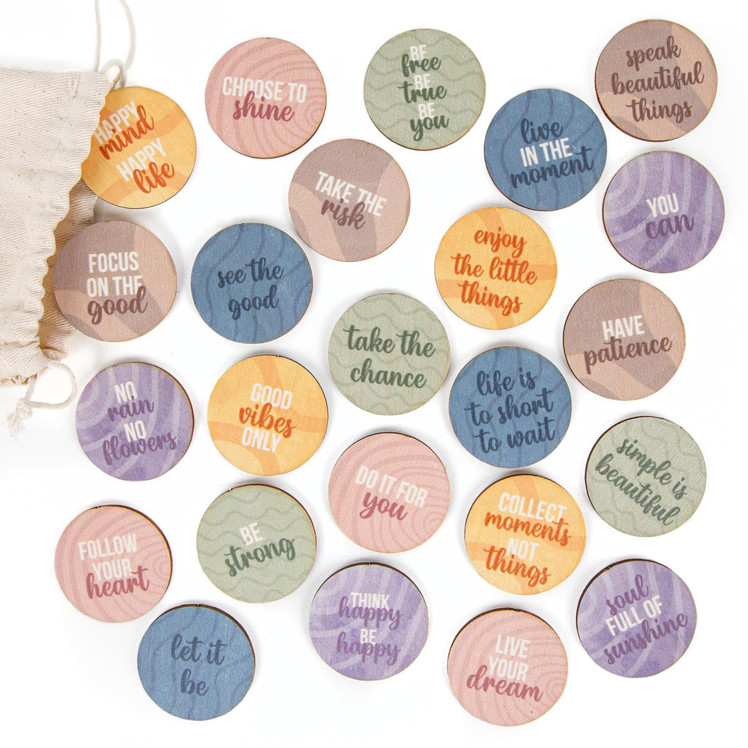 Logbuch-Verlag 24 Motivationstaler Holztaler mit englischen Sprüchen Motivationssprüche Alltagsmotiv