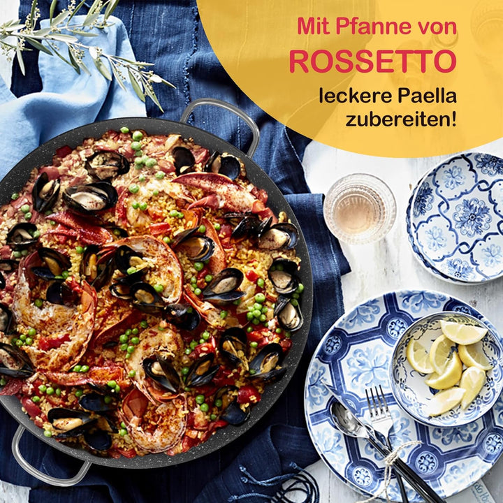 ROSSETTO Paella Pfanne 36 cm, hochwertiger 18/10 Edelstahl, für 6 Personen, Professionelle Robuste P