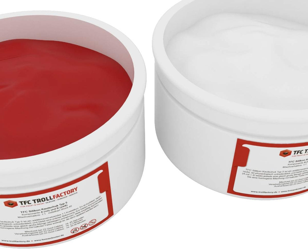 TFC Silikon Kautschuk Typ 5 I Knetsilikon, mittelhart I 500 g (2 x 250 g) 0,5 kg, 0,5 kg