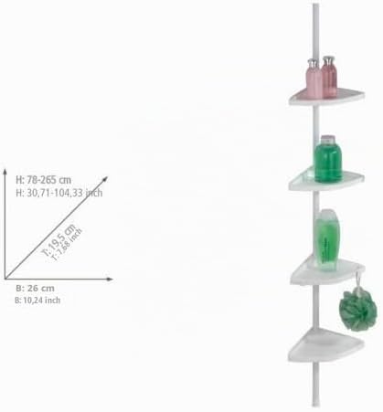 WENKO Teleskop Duschecke Easy Weiss Ø 1,9 cm, aus Aluminium Weiss, Weiss