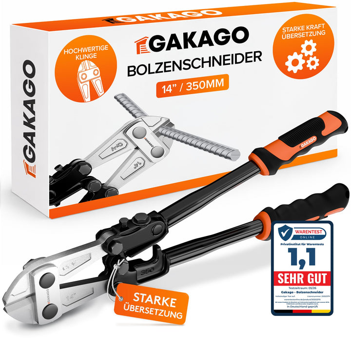 Gakago Bolzenschneider 14" (350 mm) - Metallschneider mit gehärteten CR-V Klingen - Kraftvolle Übers