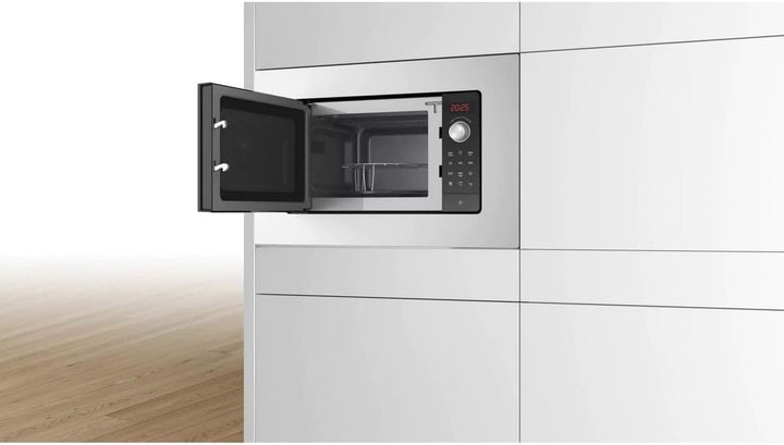 Bosch BEL623MS3, Einbau-Mikrowelle, automatische Kochprogramme, rote LED-Anzeige, Öffnung links seit