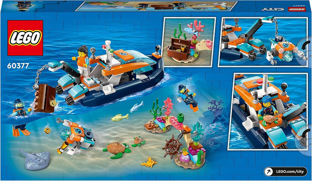 LEGO 60377 City Meeresforscher-Boot Spielzeug, Set enthält EIN Korallenriff, EIN U-Boot, 3 Minifigur