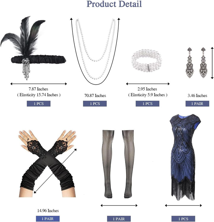 WILDPARTY 20er Jahre Kostüm Damen Charleston Kleid, Flapper Kleid mit Pailletten Perlen Fransen Netz