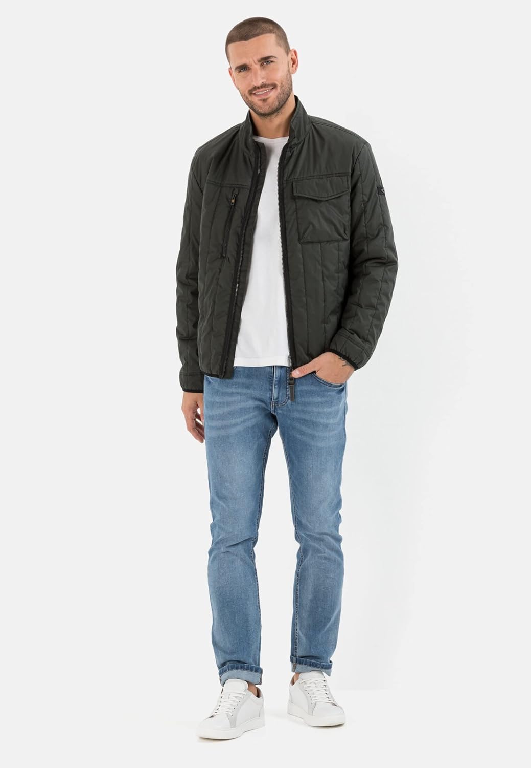 camel active Herren Stepp-Blouson mit Stehkragen 26 Dunkelgrün, 26 Dunkelgrün