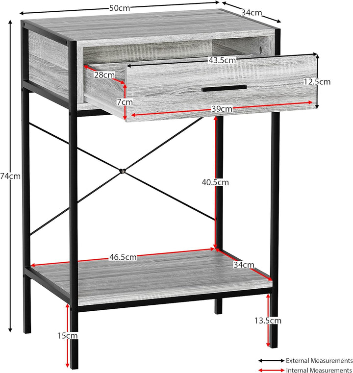 Vida Designs Brooklyn Konsolentische, Holz, Grau, 1 Drawer Grau 1 Drawer, Grau 1 Drawer