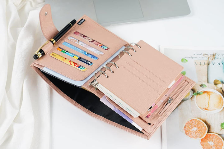 Moterm Personal Regular Ringe Planer - Echtes Leder Binder Organizer (25mm Ring, Kiesel-Staubrose),