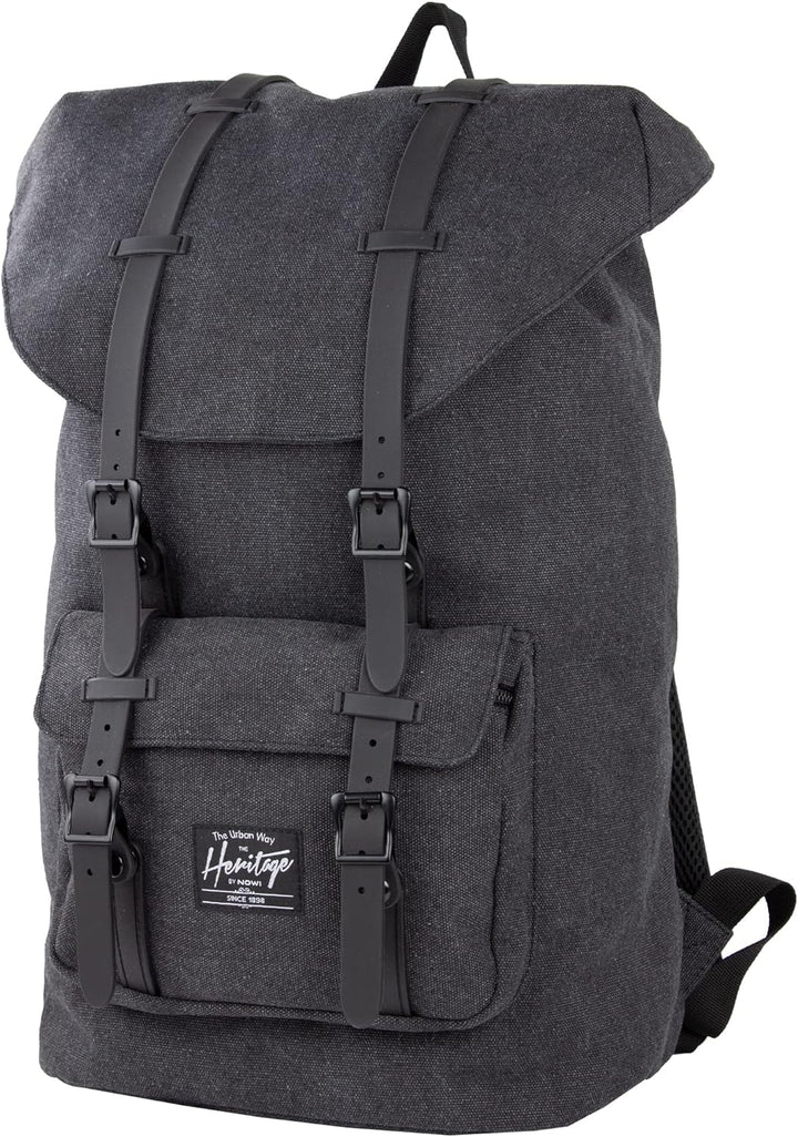 Nowi Heritage Rucksack Handgepäck mit Laptopfach 15 Zoll, aus Cavas: Modischer Rucksack, 45 cm, 22 L