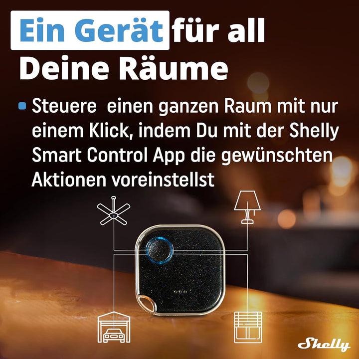 Shelly BLU Button1 | Bluetooth-gesteuerter Aktions- und Szenenaktivierungsknopf Schwarz | Hausautoma