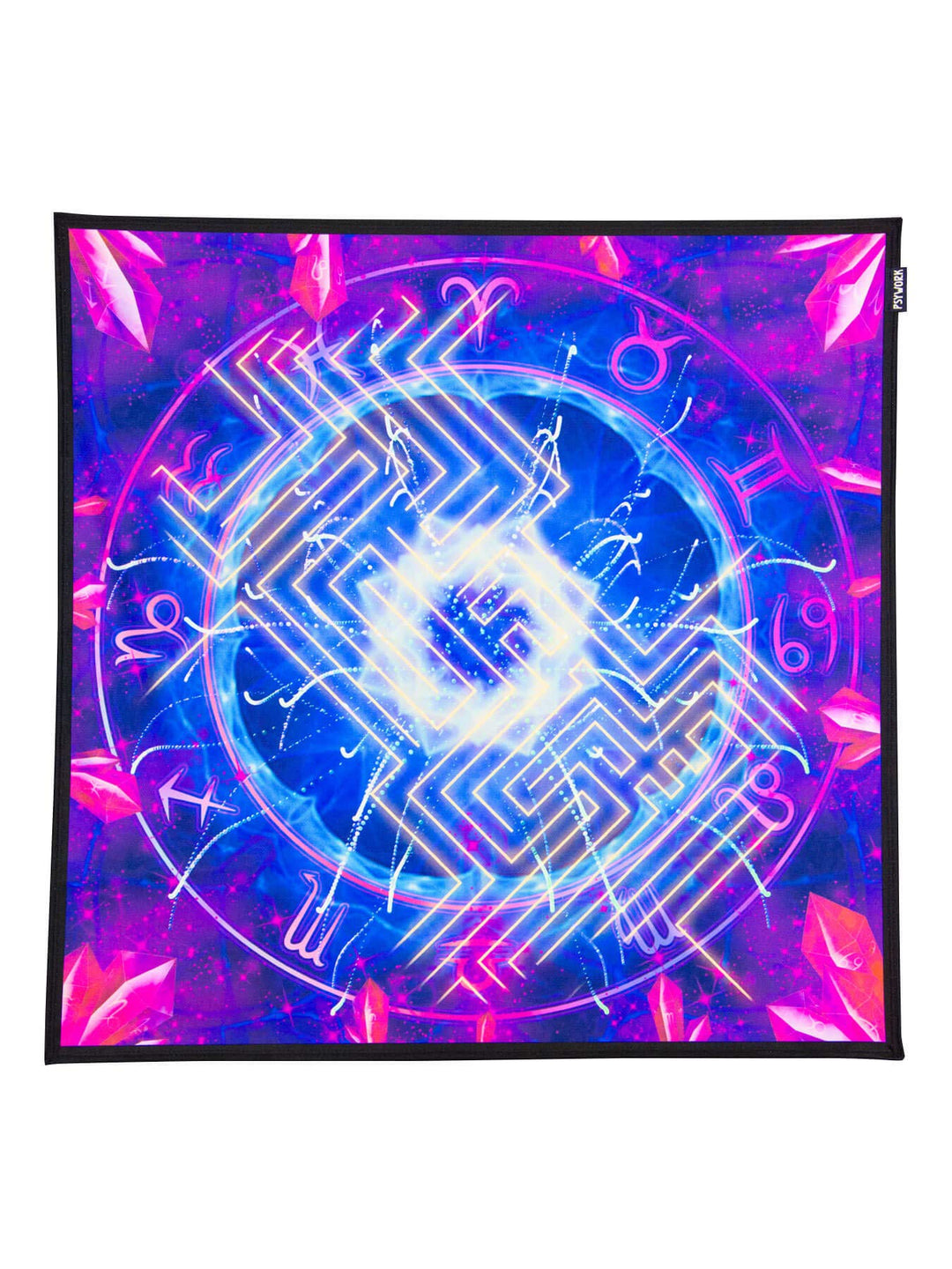 PSYWORK Schwarzlicht Stoffposter Neon | Zodiac Signs Lines | 0,75 x 0,75m | UV-aktiv | fluoreszieren