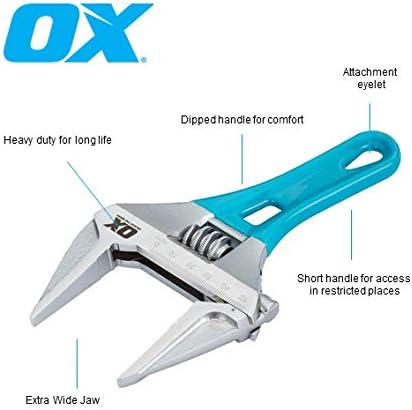 OX Pro Series Adjustable Stubby Wrench Extra Wide Jaw 7” (180mm) 7” (180mm) Slim, 7” (180mm) Slim