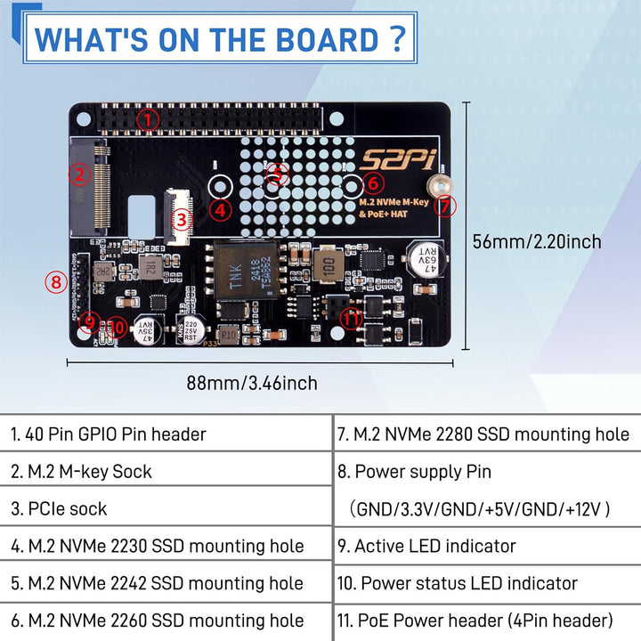 GeeekPi P33 M.2 NVME M-Key PoE+ Hat für Raspberry Pi 5, mit offiziellem Raspberry Pi 5 Active Cooler