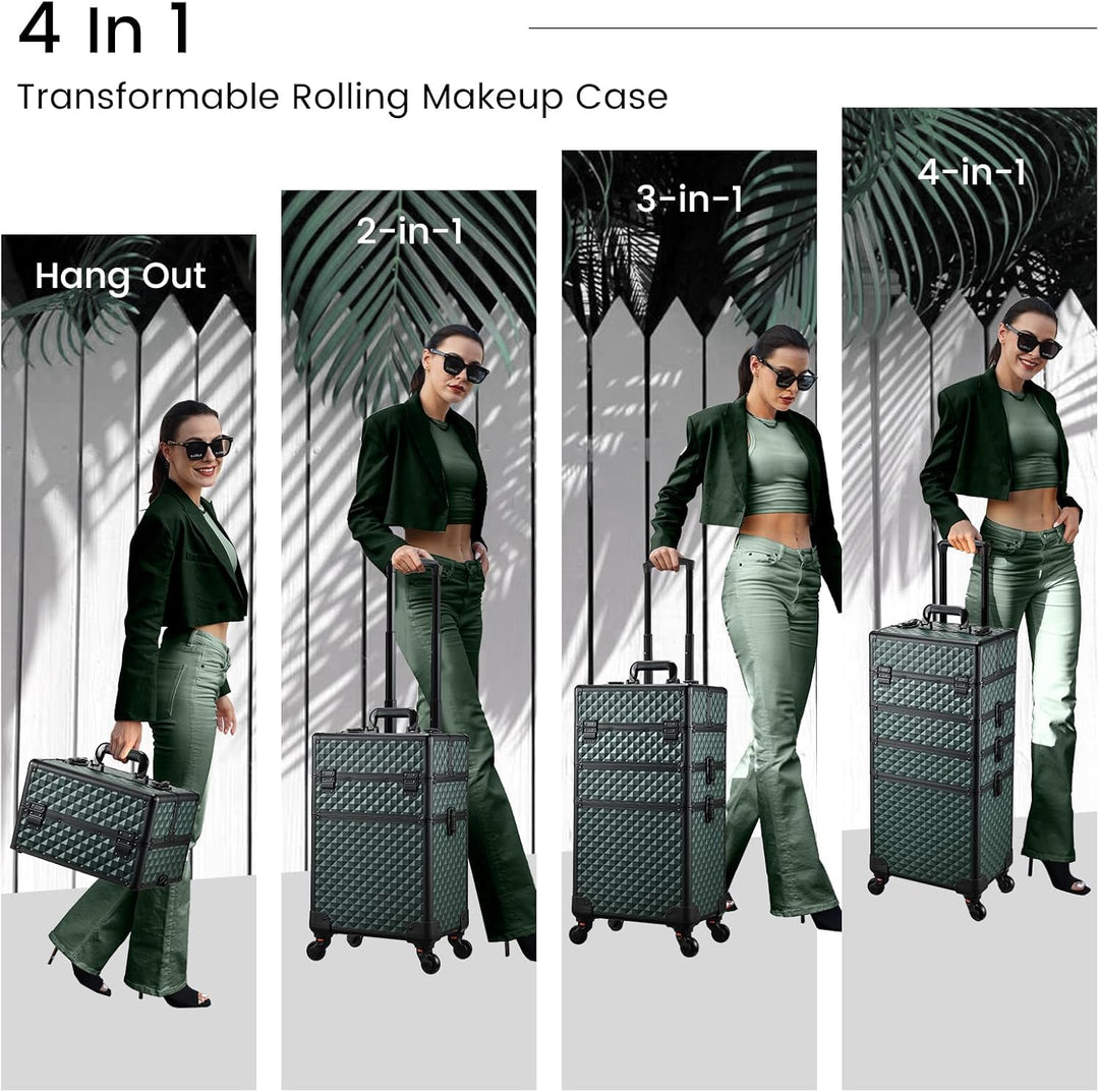 Kosmetikkoffer Trolley 4-in-1 Kosmetikkoffer Gross Kosmetik Trolley Make up Koffer Schminkkoffer mit