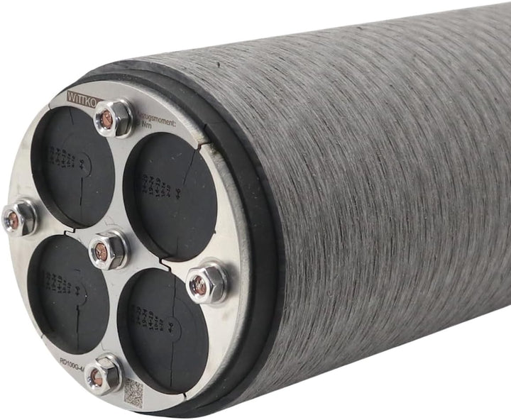 WITTKOWARE 100mm Mauerdurchführung (DN100 Ringraumdichtung), geteilt, für bis zu 4 Kabel/Rohre (4mm