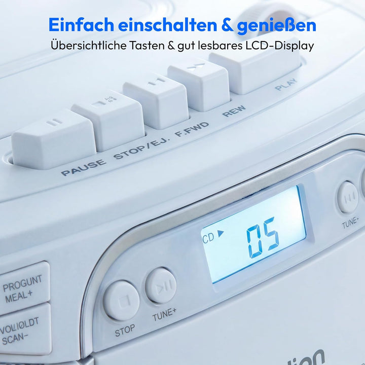 MEDION E66476 Stereo Sound System (Boombox, CD-Player, MP3, Kassette, tragbarer Kassettenspieler für