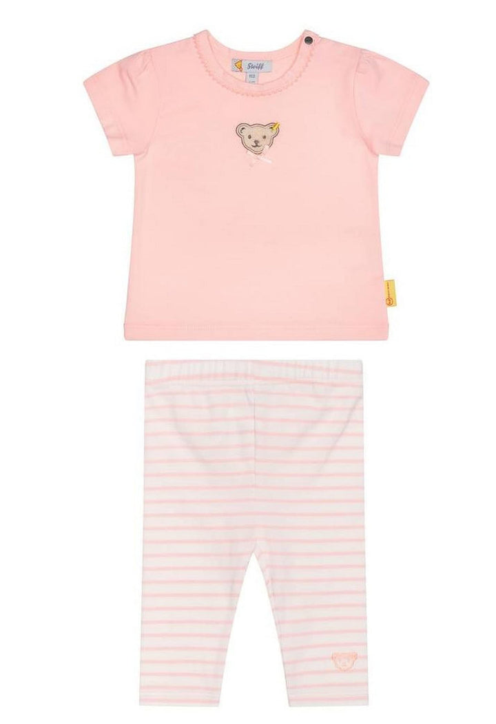 Steiff Baby Set für Mädchen T-Shirt seashell pink & Leggings gestreift 50 seashell pink, 50 seashell