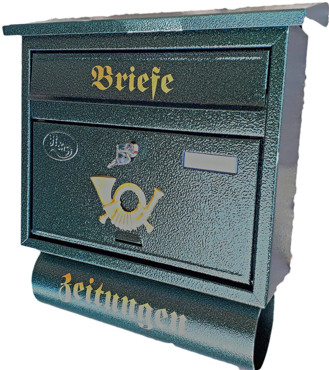 Grosser Briefkasten/Postkasten XXL Grün Dunkelgrün mit Abnehmbarer Zeitungsrolle Flachdach Katalogei