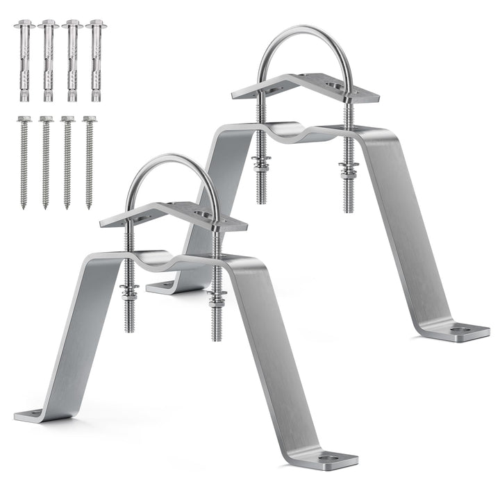 SS304 Wall Spacer/Mast Holder Pair HQ 10cm - Pole up to 50mm for Satellite Bowl/ Antenna/Parasol/Sun