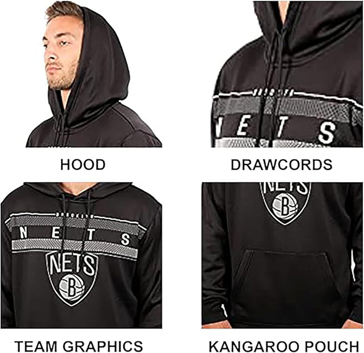 Ultra Game Erwachsene Poly Midtown NBA Herren Fleece Hoodie Pullover Sweatshirt Chicago Bulls L Schw