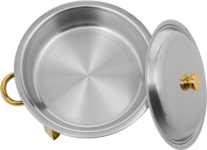 4er Set Rund Chafing Dish Set, Professional Speisenwärmer mit Deckel, 4,5L Edelstahl Buffet Wärmebeh