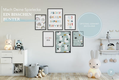 Papierschmiede® Bilder Kinderzimmer Kids Mood Poster Set ABC Dragon Space, Kinderzimmer Bilder Babyz