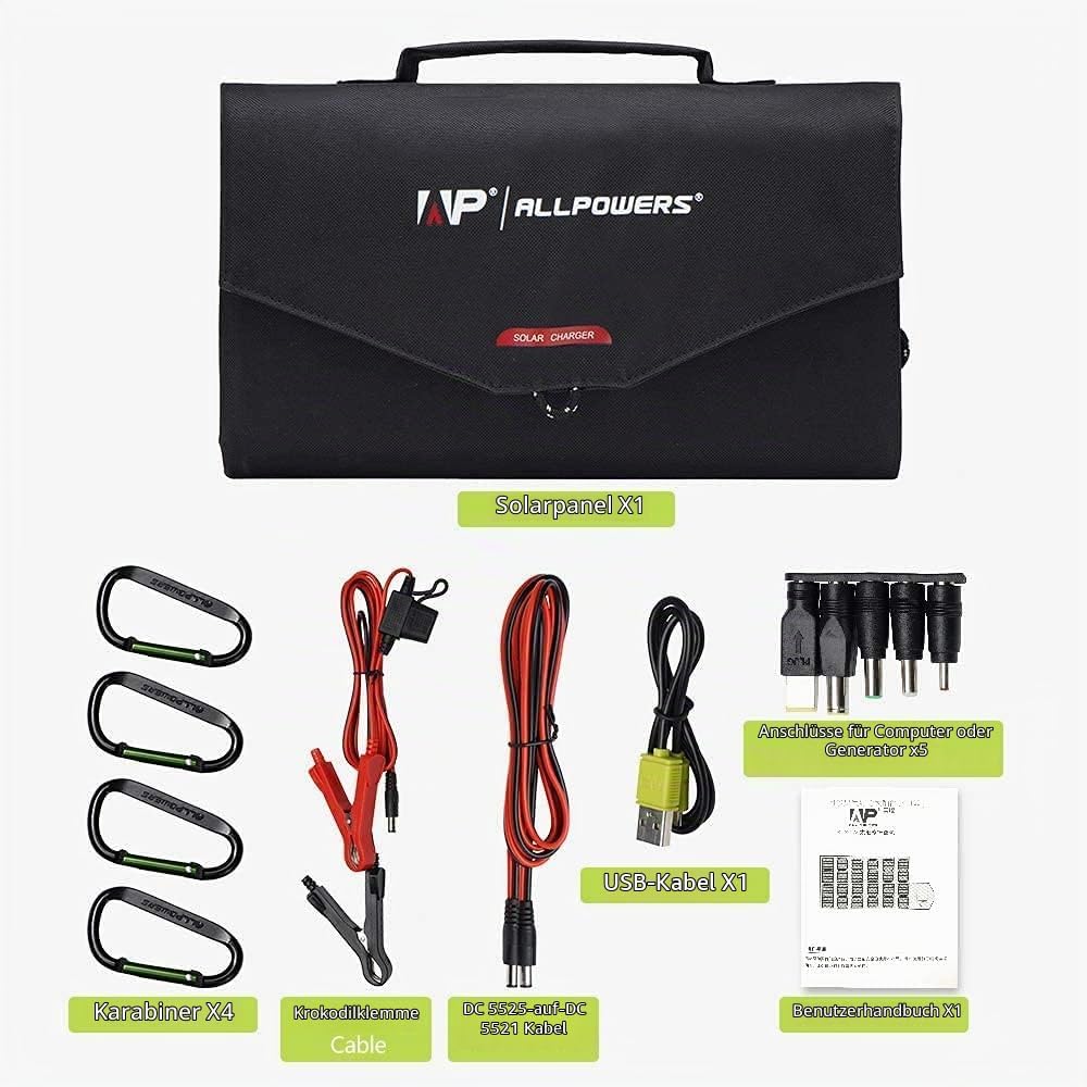 ALLPOWERS 100W Faltbares Solarpanel Tragbares Solarpanel Monokristalline Solarmodul Solarladegerät m