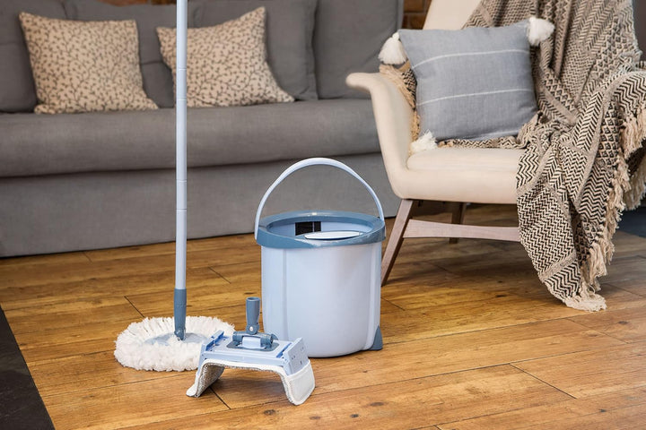 York Wischmopp Set Mit Eimer Mit Ersatzbaren Moppköpfen Rotierender Mit Auswringfunktion Flach Mikro