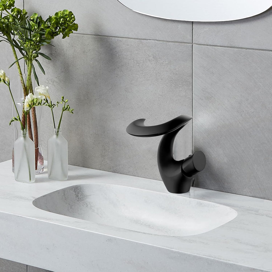Wasserhahn Bad Schwarz Waschtischarmatur Wasserfall Mischbatterie Waschbecken Armaturen Modern Armat