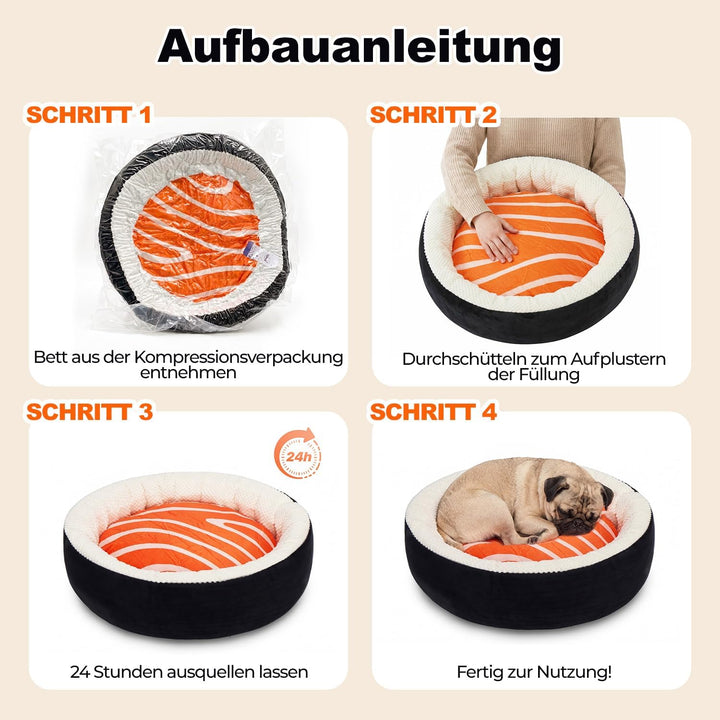 Katzenbett, Hundebett Kleine Hunde, Katzenkissen, 53x53x15cm | Sushi-Korb mit Hohem Rand, Super Flau