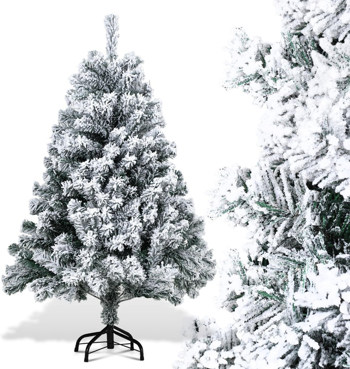 Tubiaz Künstlicher Weihnachtsbaum mit Schnee, 120cm Künstlicher Christbaum für Weihnachtsdeko, Tanne
