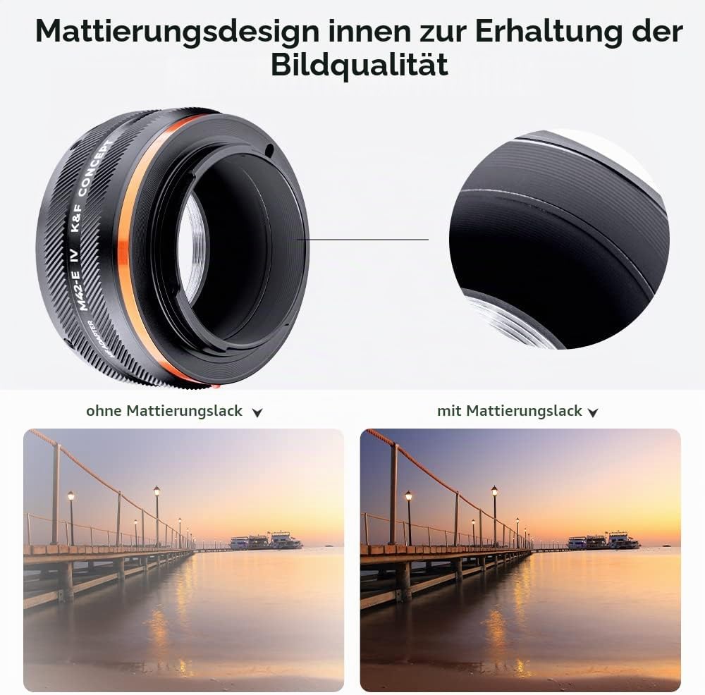 K&amp;F Concept Lens Mount Adapter M42-NEX IV Manueller Fokus Kompatibel mit M42 Objektiv und Sony E Mou