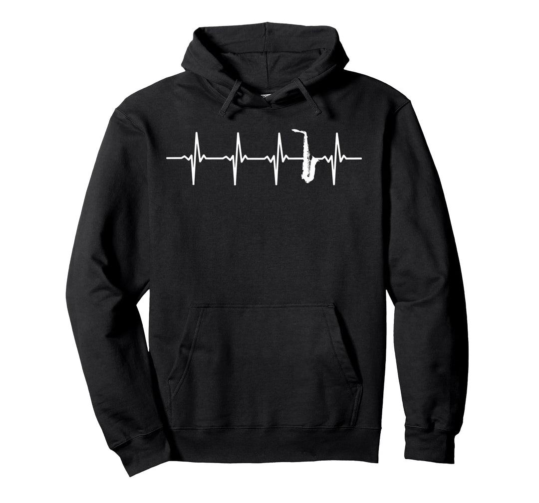 Saxophon Herzschlag Heartbeat Geschenk für Saxophonspieler Pullover Hoodie