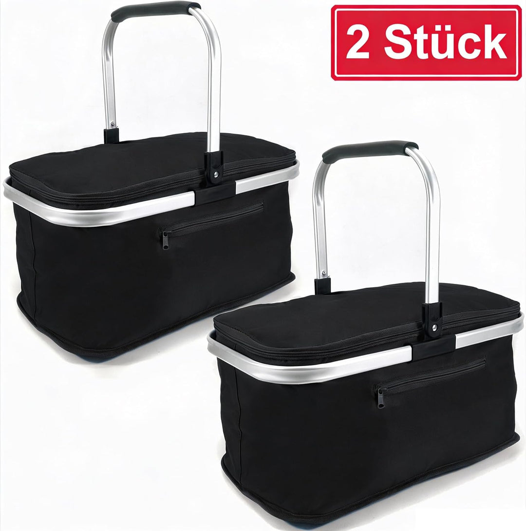 2 Stück 24L Einkaufskorb Gross Isolierkorb Kühlkorb Kühltasche Picknickkorb Thermotasche Kühltasche