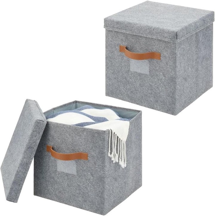 mDesign Sortierbox für den Schlafzimmerschrank – grosse Ordnungsbox mit Deckel aus Kunstfaser – Aufb
