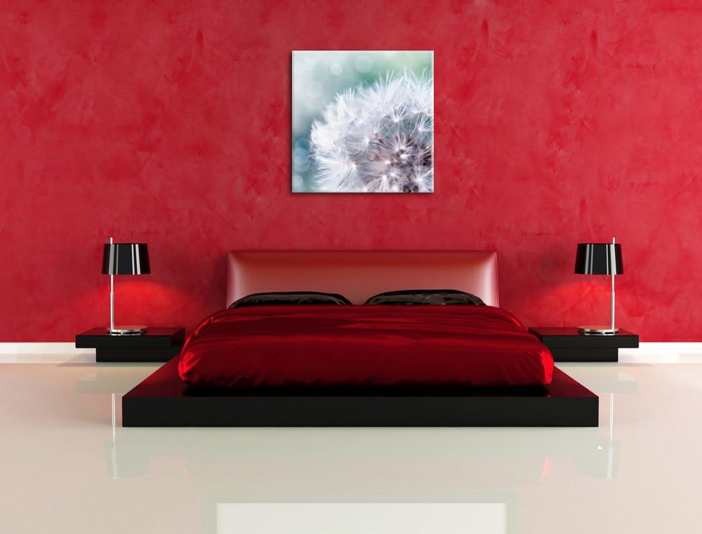 Zauberhafte Pusteblume, Format: 70x70 auf Leinwand, XXL riesige Bilder fertig gerahmt mit Keilrahmen