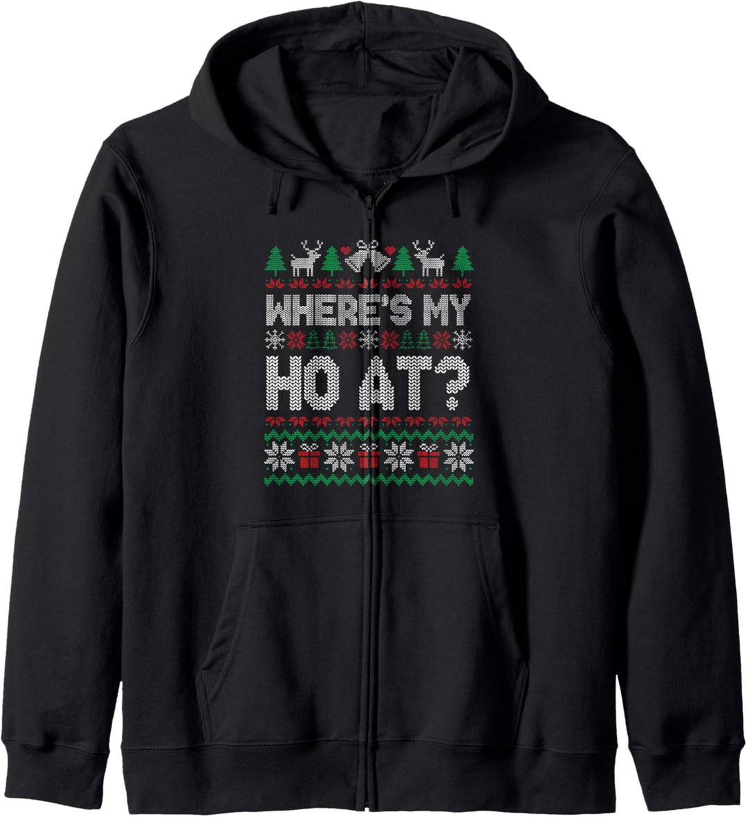 Where My Ho's At Ho Matching Couple Christmas Ugly Sweater Kapuzenjacke
