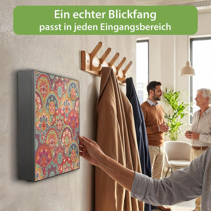 banjado Grosser Schlüsselkasten Metall - Schlüsselbox 30x30cm mit 32 Haken - Schlüsselkasten modern