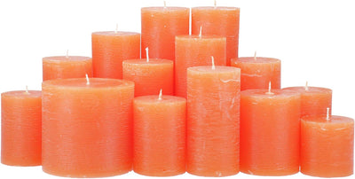 Premium Kerzenset 4,5 kg durchgefärbte Stumpenkerzen von Kerzenwelt 1. Wahl ohne Duft (orange)