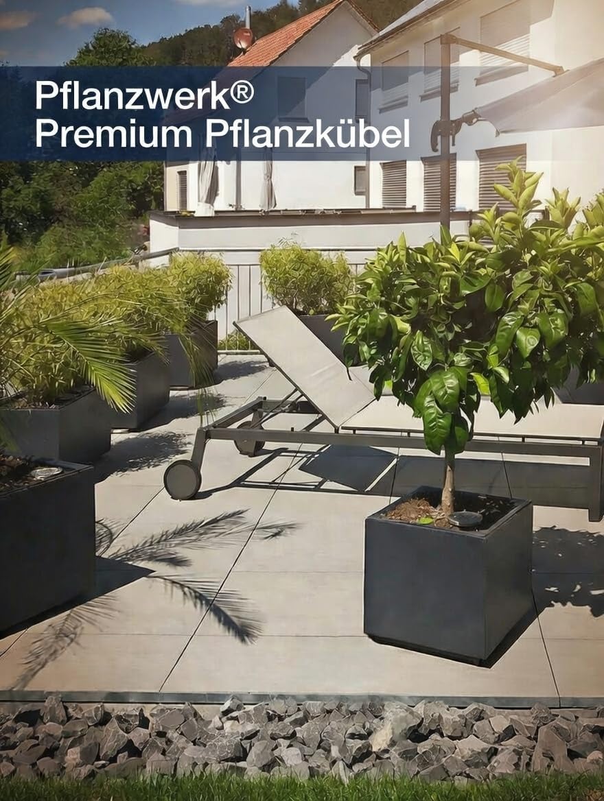 Pflanzwerk® Pflanzkübel Cube Anthrazit 28x28x28cm *Frostbeständiger Blumenkübel* *UV-Schutz* *Qualit