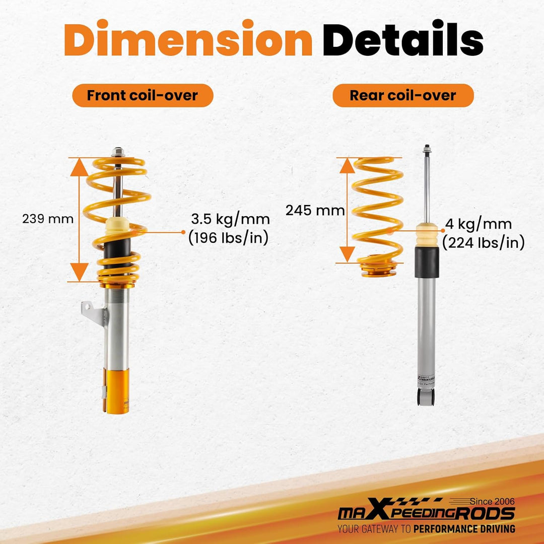 maXpeedingrods Gewindefahrwerk für GOLF 5 für PASSAT 3C /3CC für A3 8P Coilover