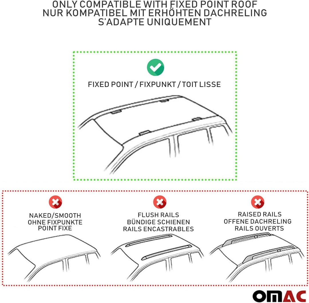 Dachträger Gepäckträger Relingträger kompatibel mit VW T5 Caravelle 2003-2015 Silber 3 TLG, Silber
