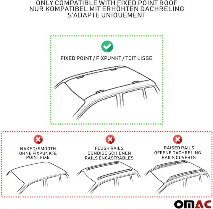 OMAC Heavy Duty Dachträger Querträger kompatibel mit Mercedes Vito W639 2003-2014 – 2 Stangen – Alum