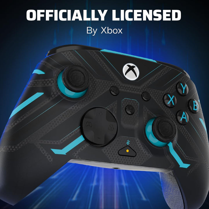 PDP Xbox REMATCH GLOW Wired controller TITAN STEEL Schwarz Blau, Schwarz Blau
