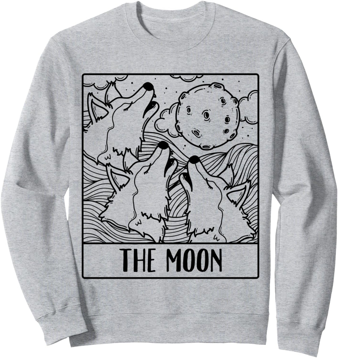 Wolf Wolves The Moon Tarot Card Men Women Sweatshirt