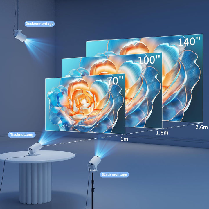 Beamer Bluetooth - YOTON 5G WiFi Mini Beamer Full HD WLAN, Native 1080P Projektor mit HDMI/AV/USB-Ei